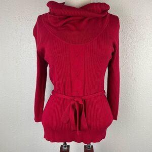 My Michelle Red Cowl Neck Sweatwr Size L EUC
